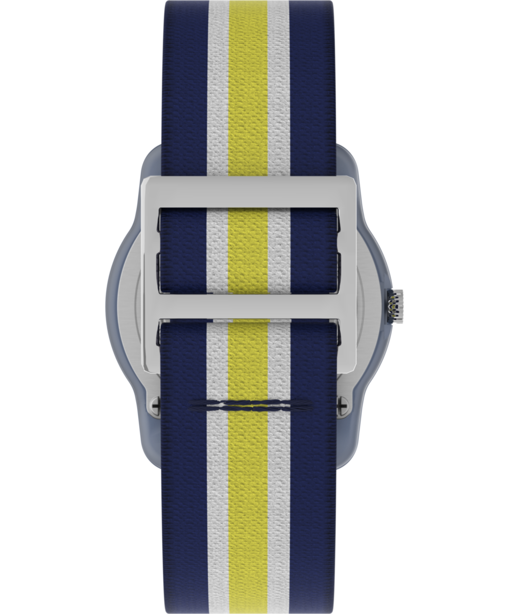 TIMEX TIME MACHINES 29mm Blue/Yellow Stripe Elastic Fabric Kids Watch