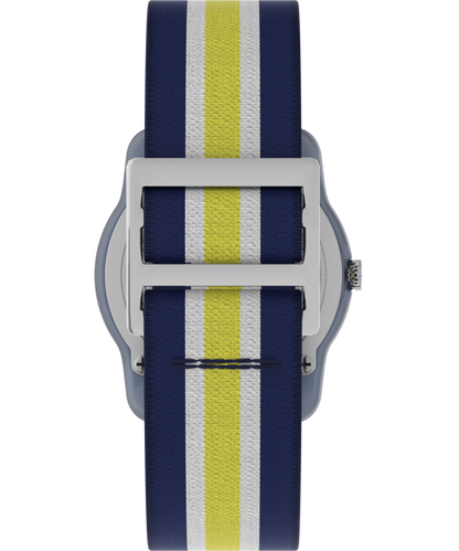 TIMEX TIME MACHINES 29mm Blue/Yellow Stripe Elastic Fabric Kids Watch
