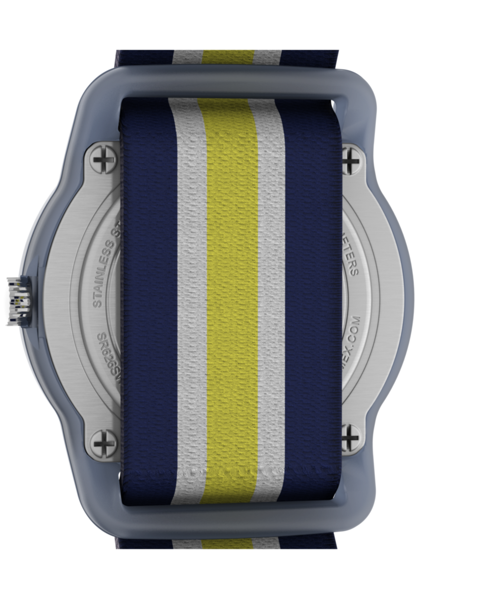 TIMEX TIME MACHINES 29mm Blue/Yellow Stripe Elastic Fabric Kids Watch