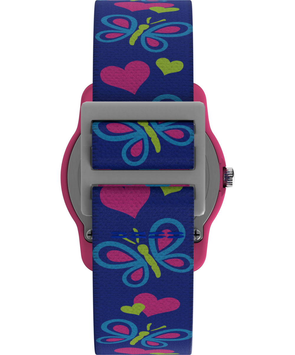 TIMEX TIME MACHINES 29mm Butterflies and Hearts Blue Elastic Fabric K