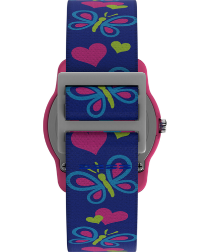 TIMEX TIME MACHINES 29mm Butterflies and Hearts Blue Elastic Fabric K