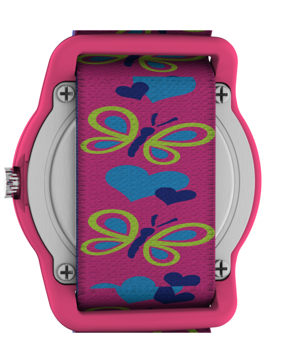 TIMEX TIME MACHINES 29mm Butterflies and Hearts Blue Elastic Fabric K