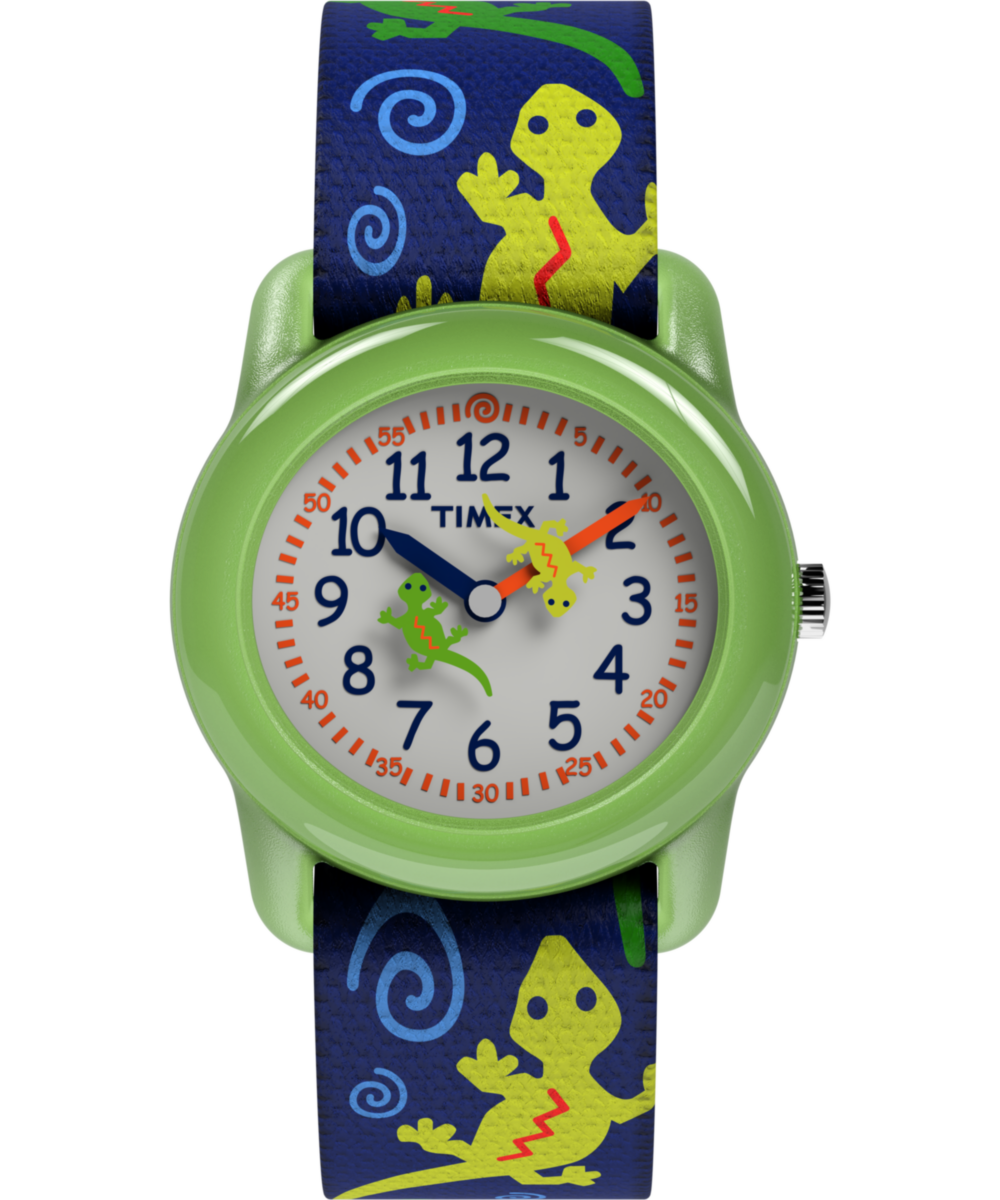 TIMEX TIME MACHINES 29mm Green Gecko Elastic Fabric Kids Watch