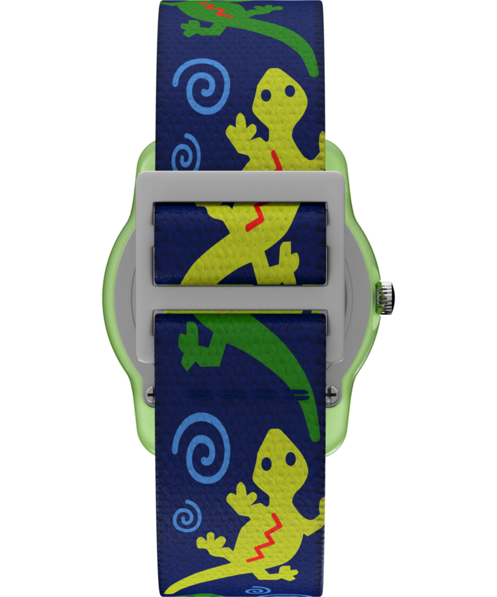 TIMEX TIME MACHINES 29mm Green Gecko Elastic Fabric Kids Watch