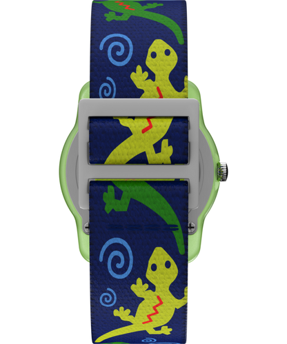 TIMEX TIME MACHINES 29mm Green Gecko Elastic Fabric Kids Watch