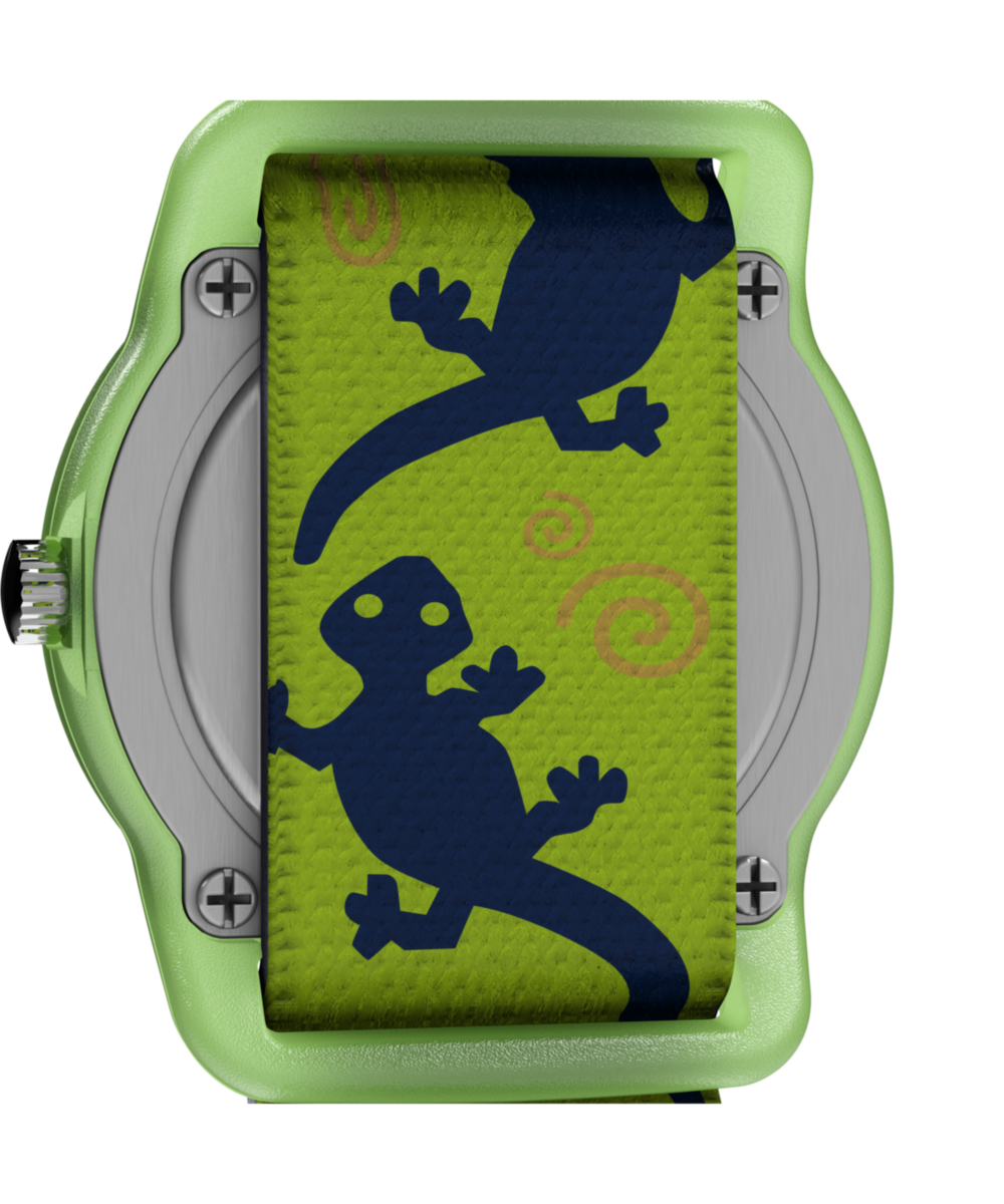 TIMEX TIME MACHINES 29mm Green Gecko Elastic Fabric Kids Watch
