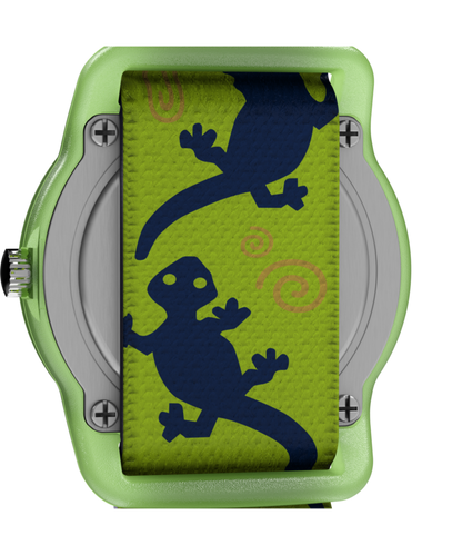 TIMEX TIME MACHINES 29mm Green Gecko Elastic Fabric Kids Watch