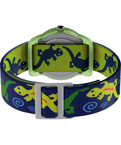 TIMEX TIME MACHINES 29mm Green Gecko Elastic Fabric Kids Watch