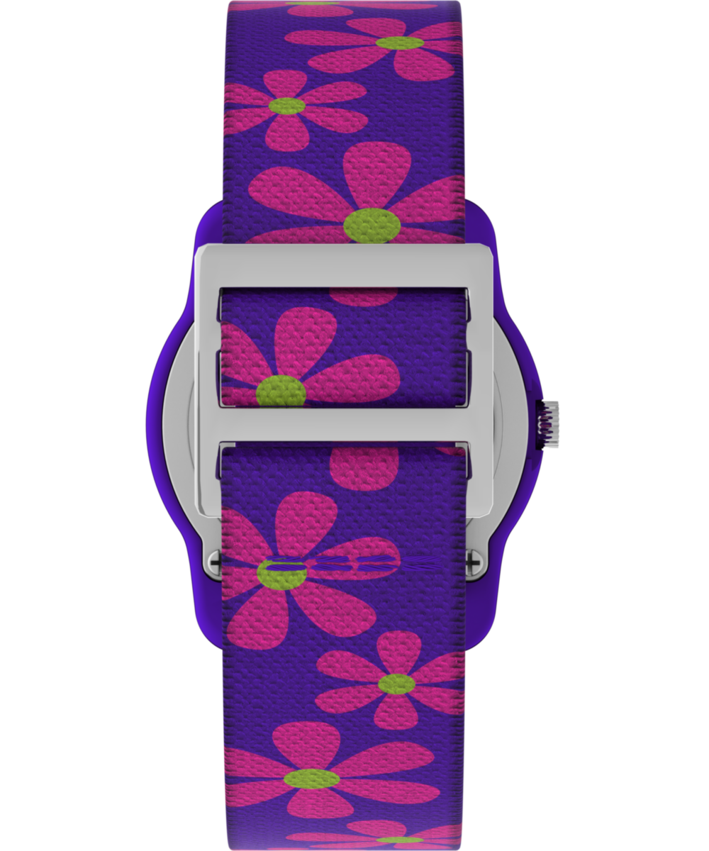 TIMEX TIME MACHINES 29mm Purple Floral Elastic Fabric Kids Watch