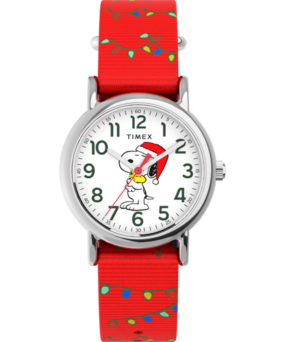 Peanuts x Timex Weekender Snoopy Santa Hat 31mm Fabric Strap Watch