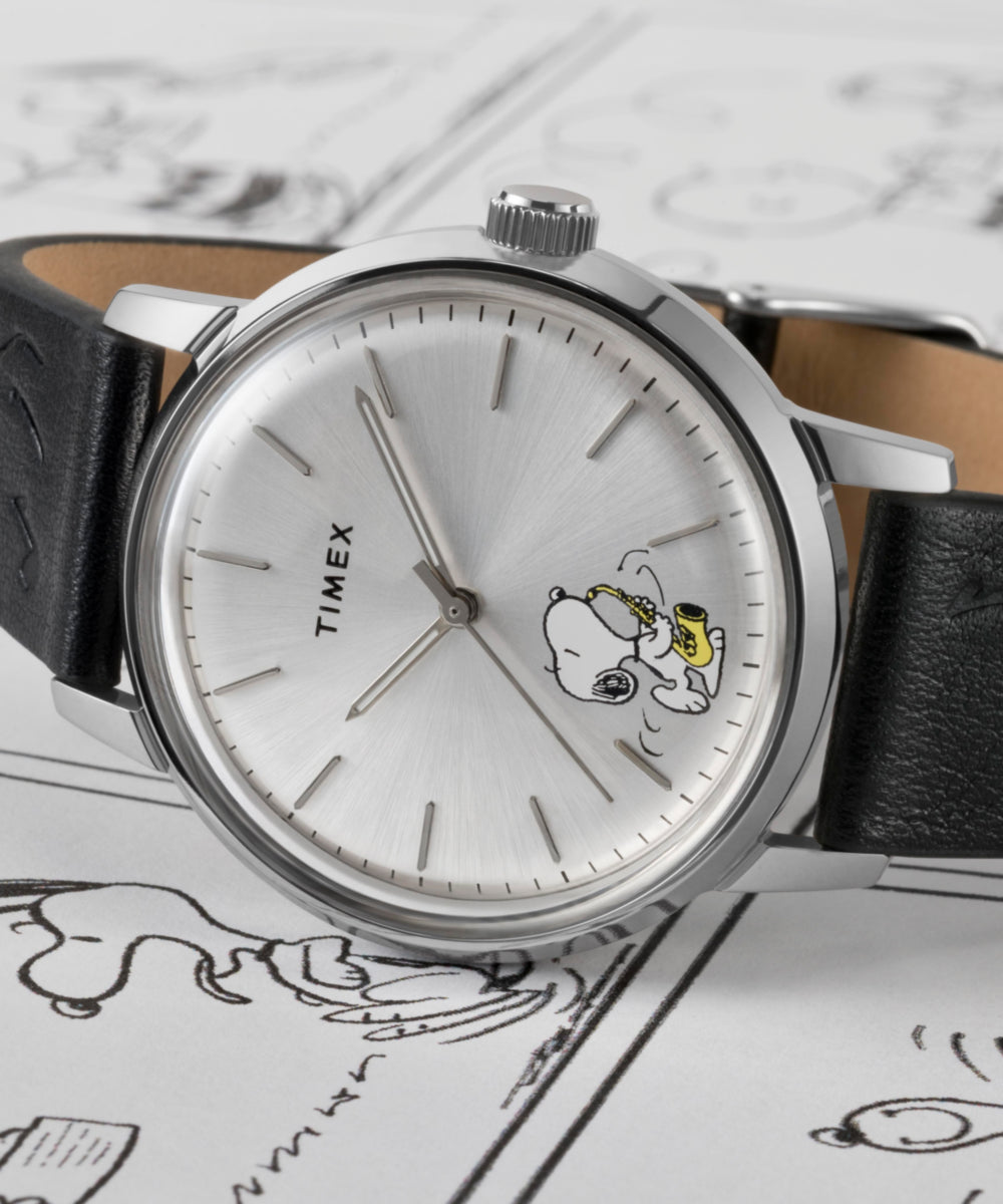 Peanuts x Timex Marlin Automatic Saxophonist 40mm Leather Strap Watc