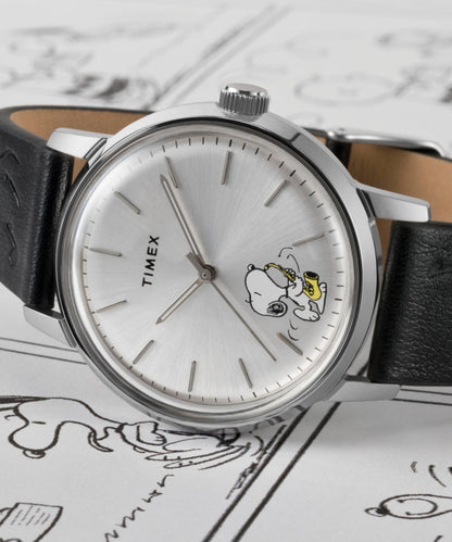 Peanuts x Timex Marlin Automatic Saxophonist 40mm Leather Strap Watc
