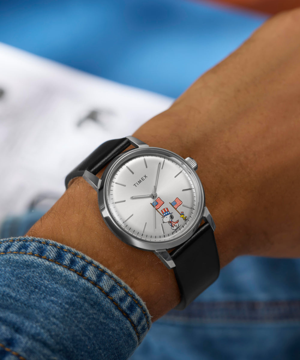 Peanuts x Timex Marlin Automatic Americana 40mm Leather Strap Watch
