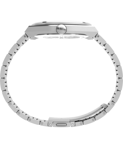 Q Timex Continental Day and Date 39mm Stainless Steel Bracelet Watch