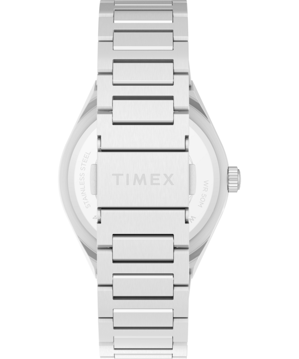 Q Timex Continental Day and Date 39mm Stainless Steel Bracelet Watch