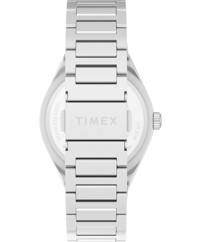 Q Timex Continental Day and Date 39mm Stainless Steel Bracelet Watch