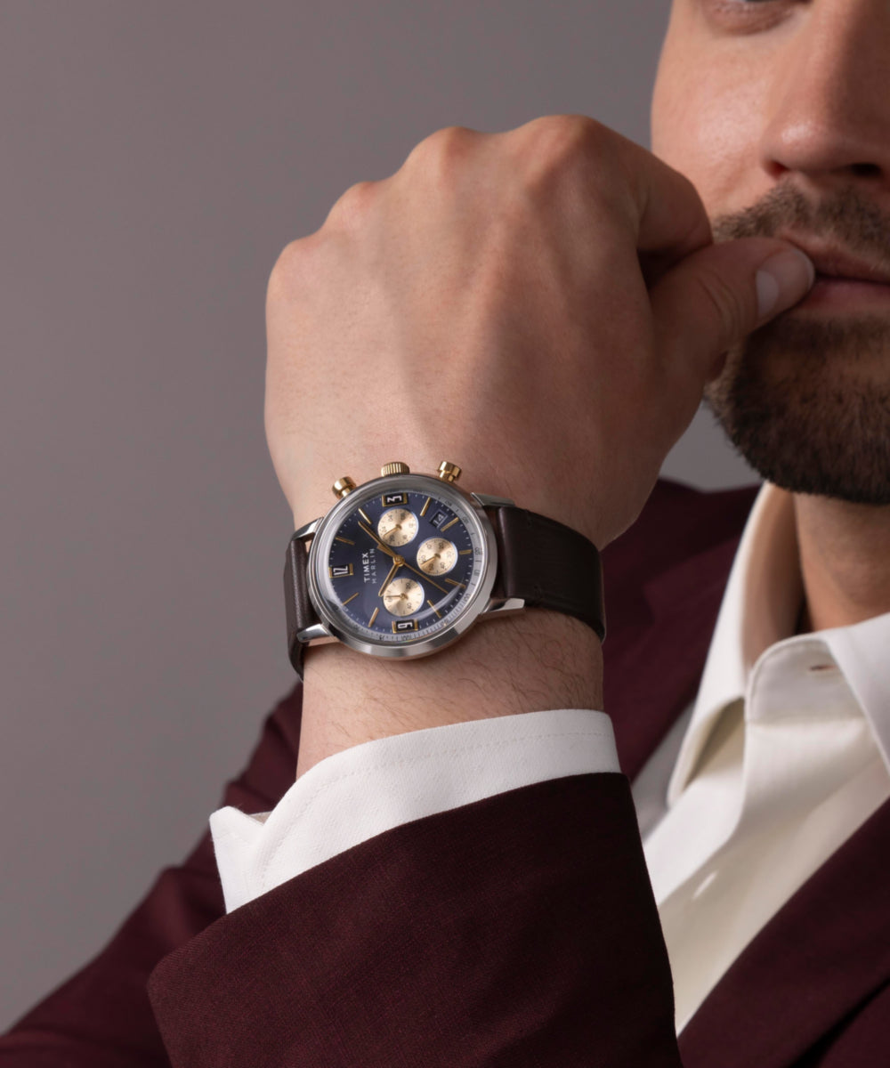Marlin Chronograph Tachymeter 40mm Leather Strap Watch