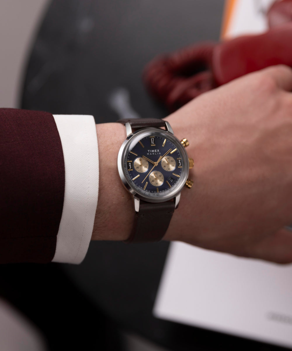 Marlin Chronograph Tachymeter 40mm Leather Strap Watch