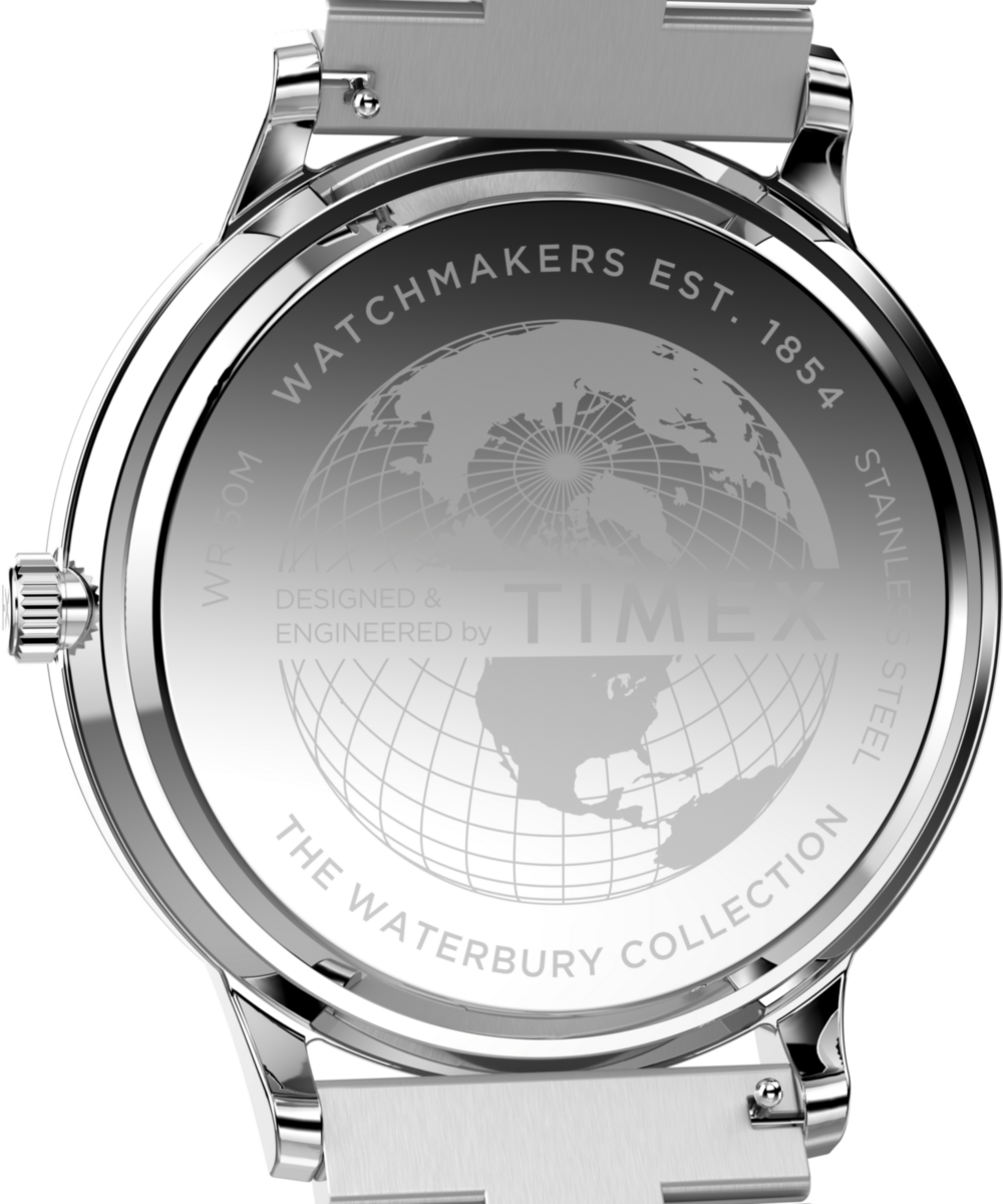 Waterbury Classic Moon Phase 40mm Stainless Steel Bracelet Watch