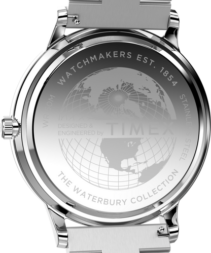 Waterbury Classic Moon Phase 40mm Stainless Steel Bracelet Watch