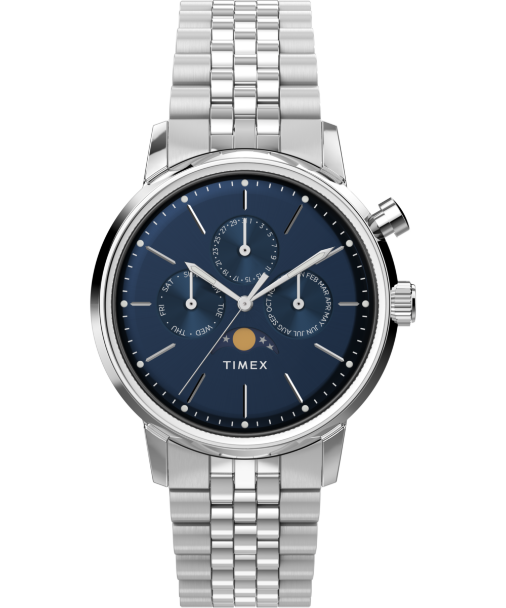 Marlin Moon Phase 40mm Stainless Steel Bracelet Watch