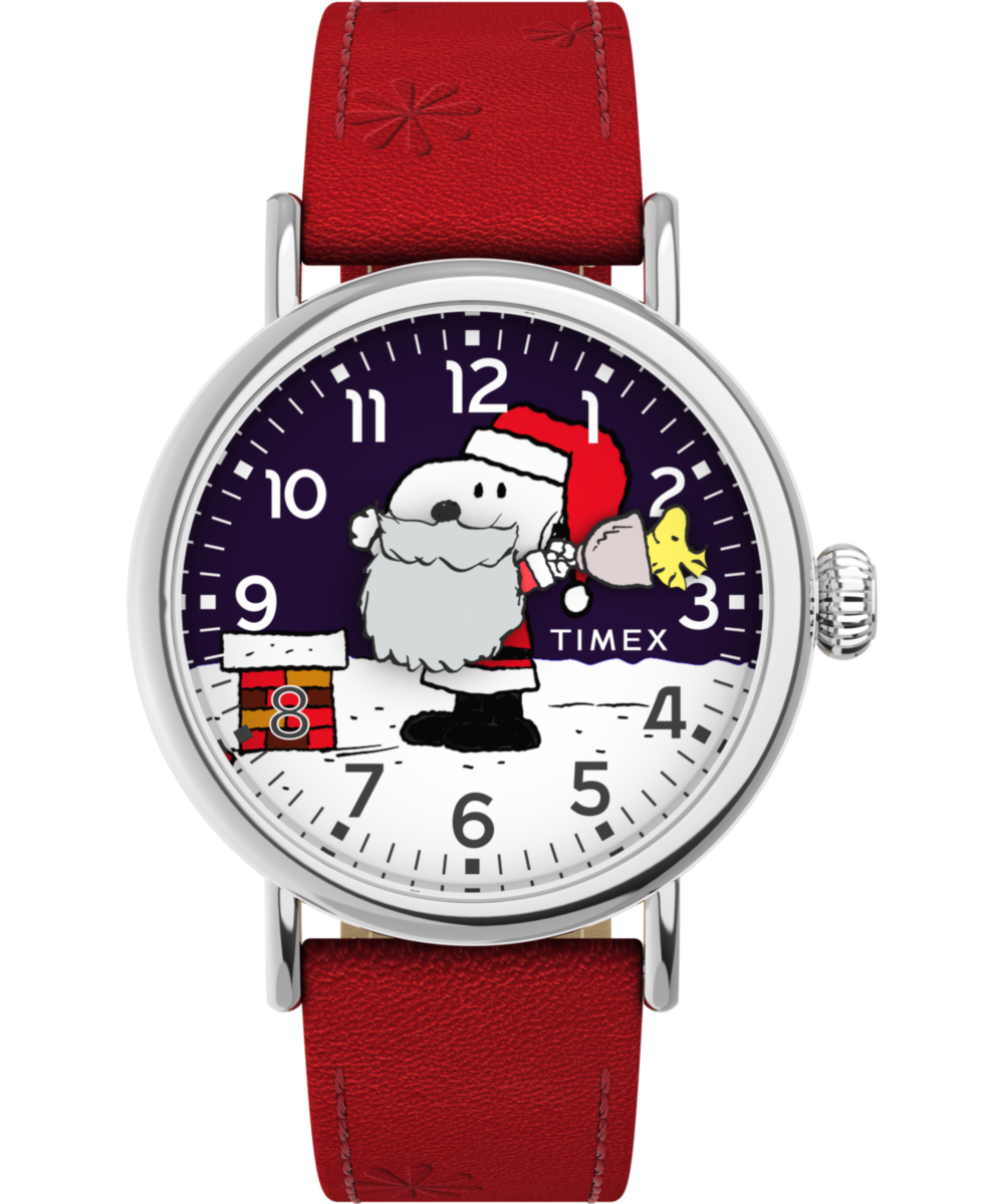 Peanuts x Timex Standard Snoopy Santa 40mm Leather Strap Watch