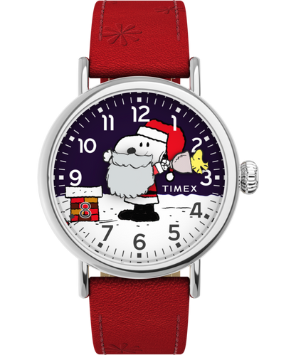 Peanuts x Timex Standard Snoopy Santa 40mm Leather Strap Watch