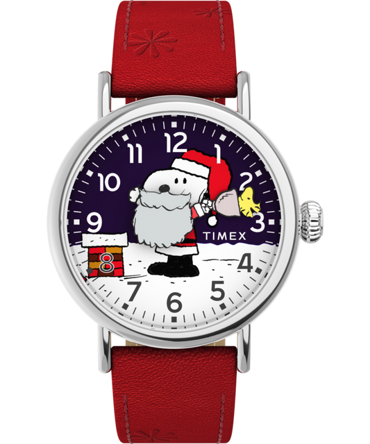 Peanuts x Timex Standard Snoopy Santa 40mm Leather Strap Watch