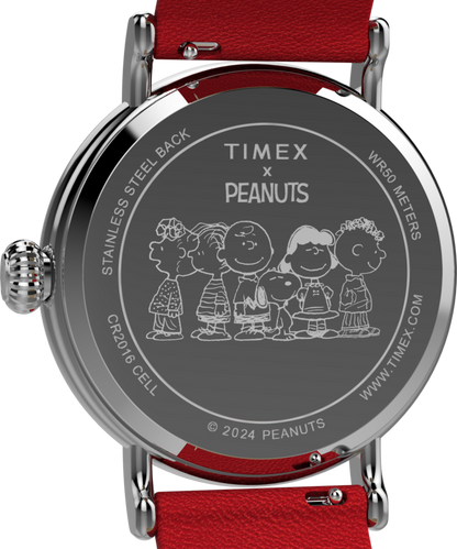Peanuts x Timex Standard Snoopy Santa 40mm Leather Strap Watch