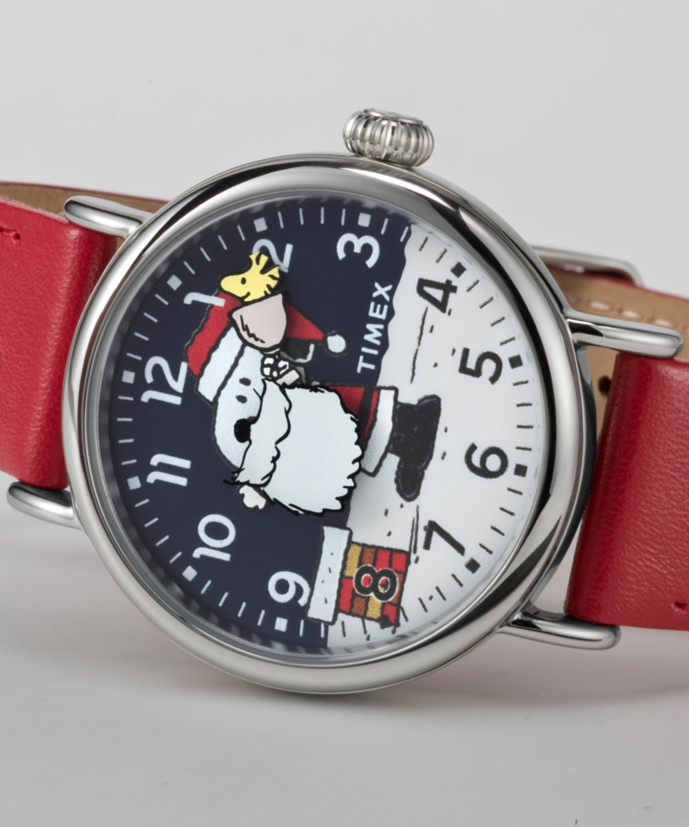 Peanuts x Timex Standard Snoopy Santa 40mm Leather Strap Watch