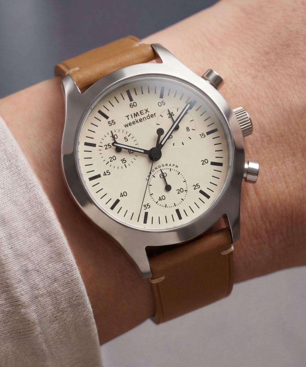 Timex Weekender New England Chronograph 40mm Leather Strap Watch