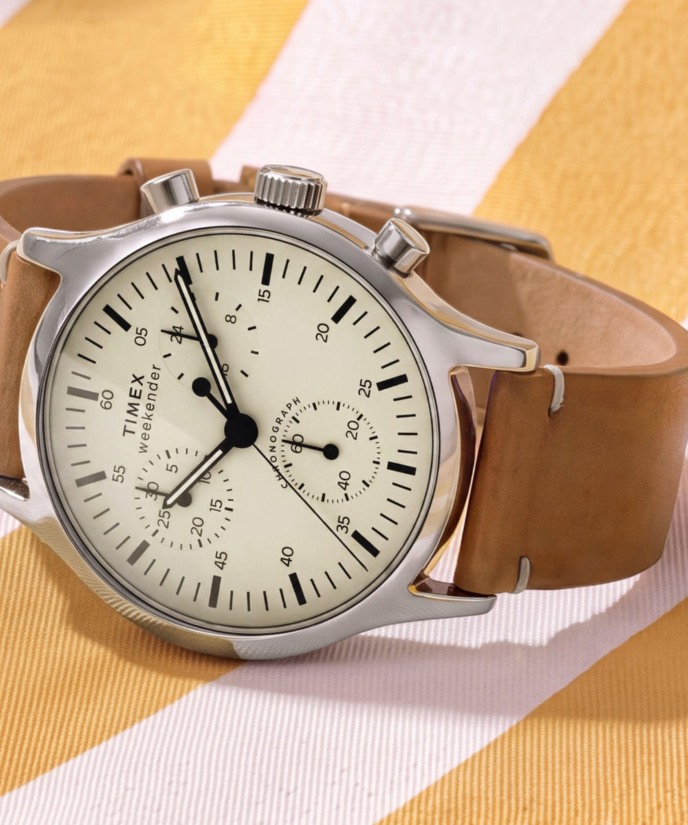 Timex Weekender New England Chronograph 40mm Leather Strap Watch