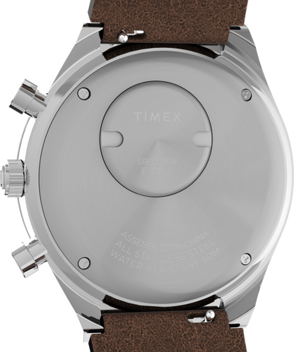 Q Timex Chronograph 40mm Leather Strap Watch