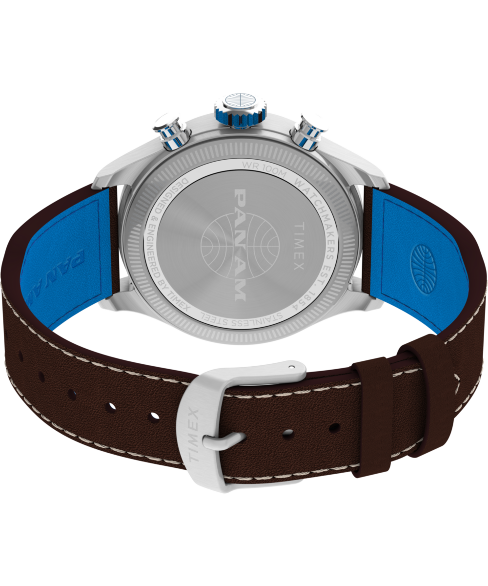 Timex x Pan Am Waterbury Ace Chronograph 41mm Leather Strap Watch