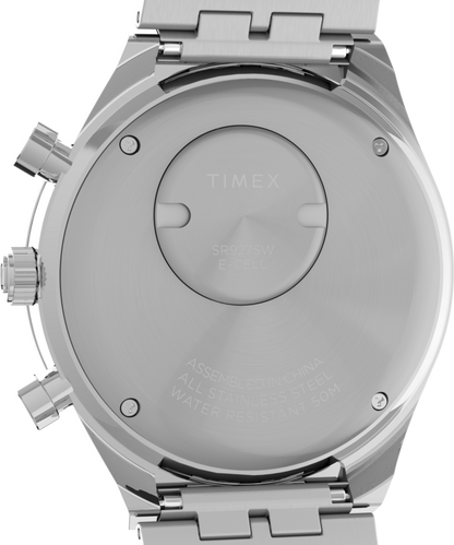 Q Timex Chronograph 40mm Stainless Steel Bracelet Watch