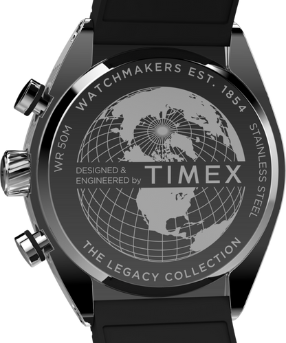Timex Legacy Tonneau Chronograph 42mm Synthetic Rubber Strap Watch