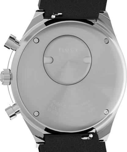 Q Timex Chronograph 40mm Leather Strap Watch