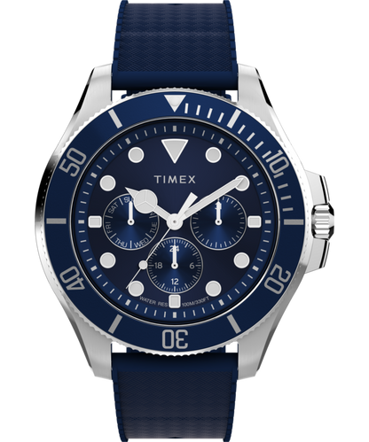 Harborside Coast Multifunction 43mm Synthetic Rubber Strap Watch