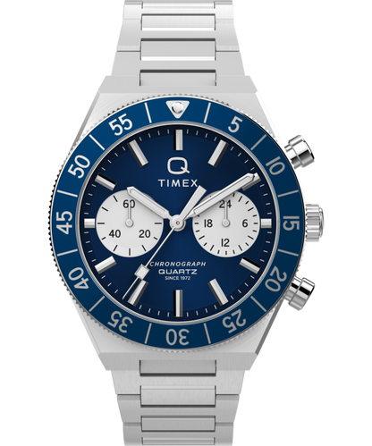 Q Timex Continental Chronograph 40mm Stainless Steel Bracelet Watch