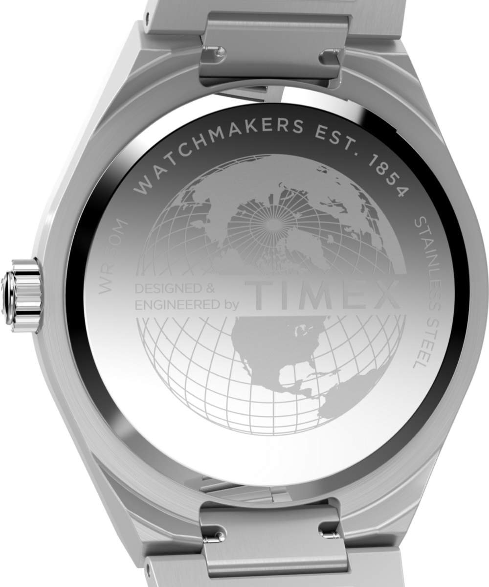 Q Timex Continental GMT 39mm Stainless Steel Bracelet Watch