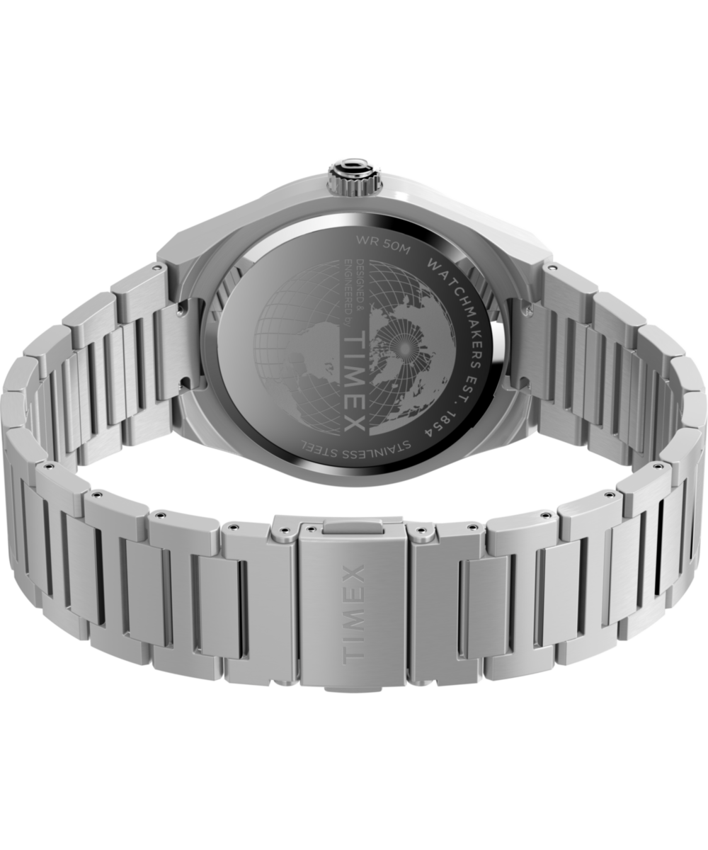 Q Timex Continental GMT 39mm Stainless Steel Bracelet Watch