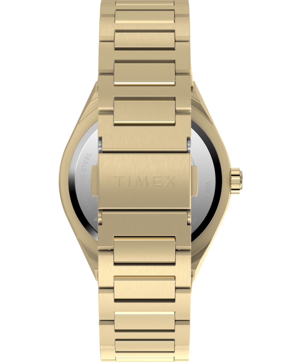 Q Timex Continental Day and Date 39mm Stainless Steel Bracelet Watch