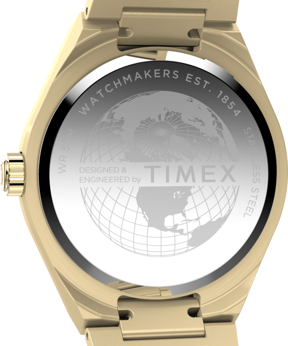Q Timex Continental Day and Date 39mm Stainless Steel Bracelet Watch