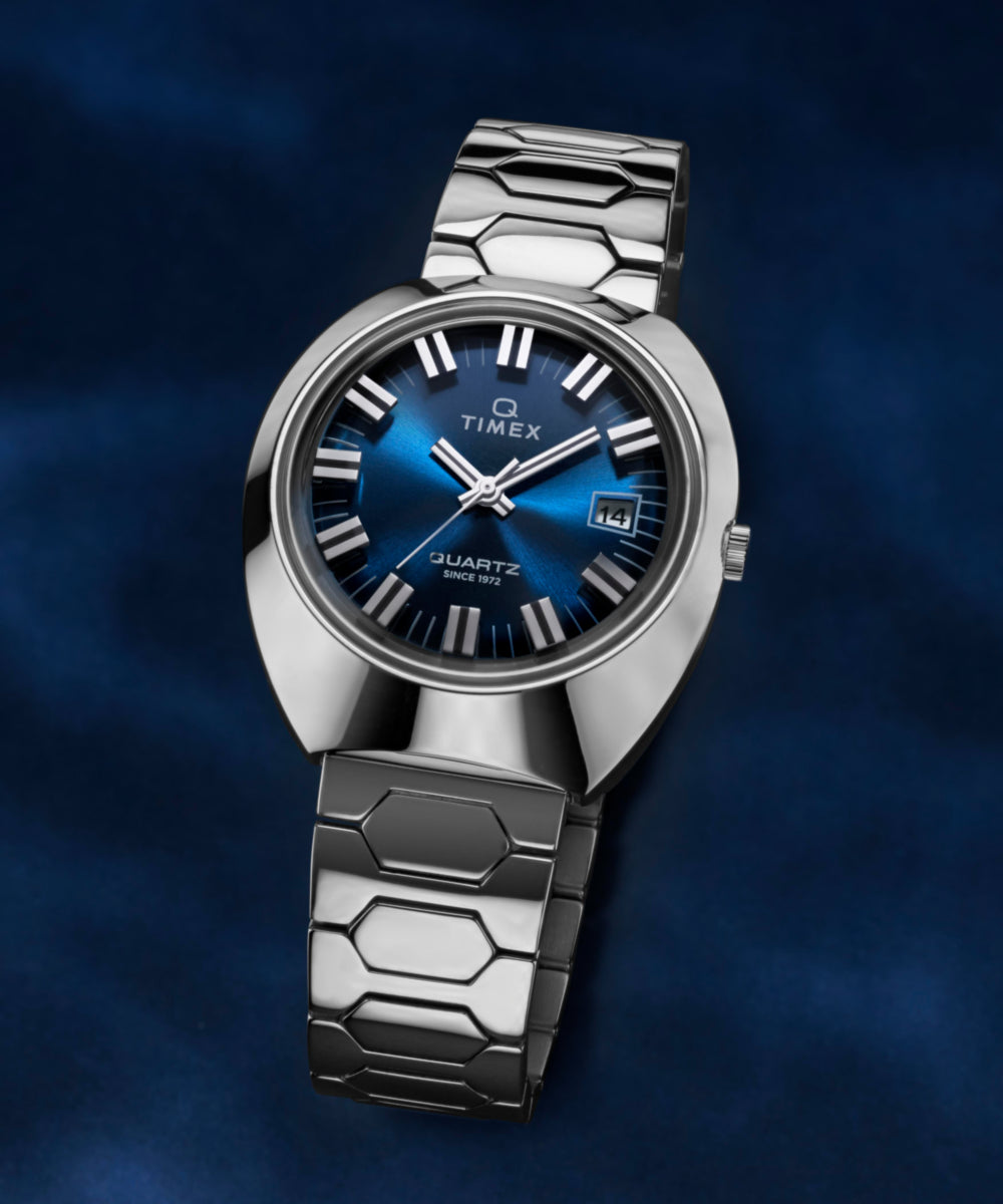 Q Timex 1972 Time Machine Reissue 39mm Stainless Steel Bracelet Watch