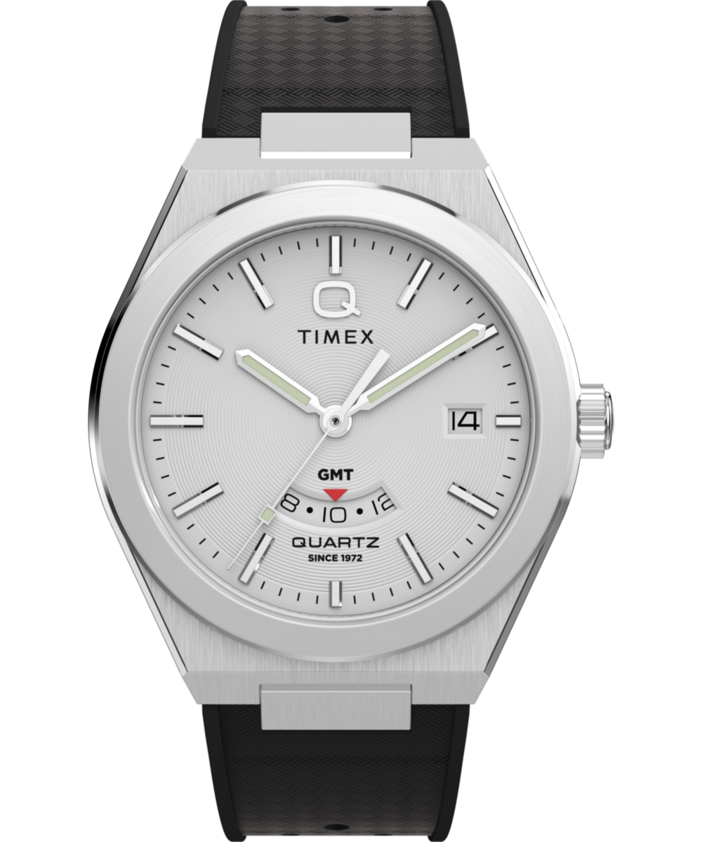 Q Timex Continental GMT 39mm Synthetic Rubber Strap Watch