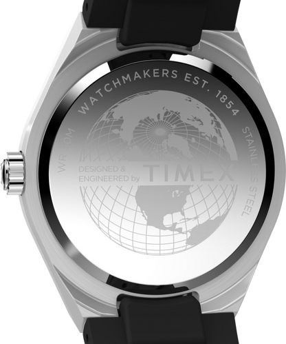 Q Timex Continental GMT 39mm Synthetic Rubber Strap Watch