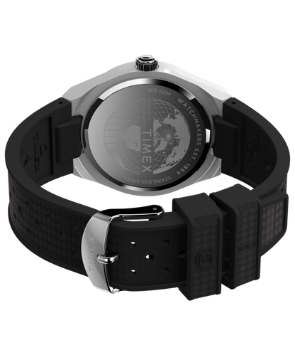 Q Timex Continental GMT 39mm Synthetic Rubber Strap Watch