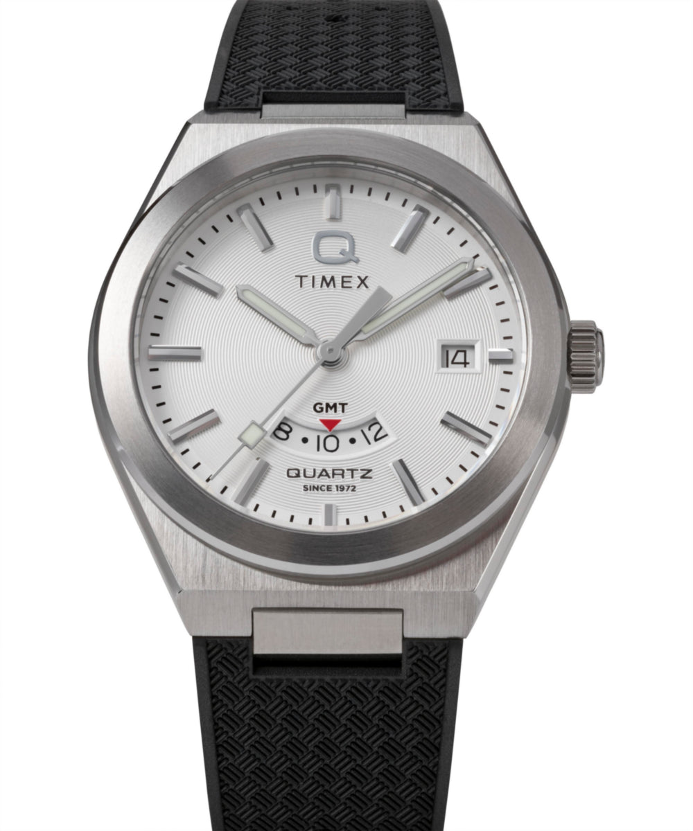 Q Timex Continental GMT 39mm Synthetic Rubber Strap Watch