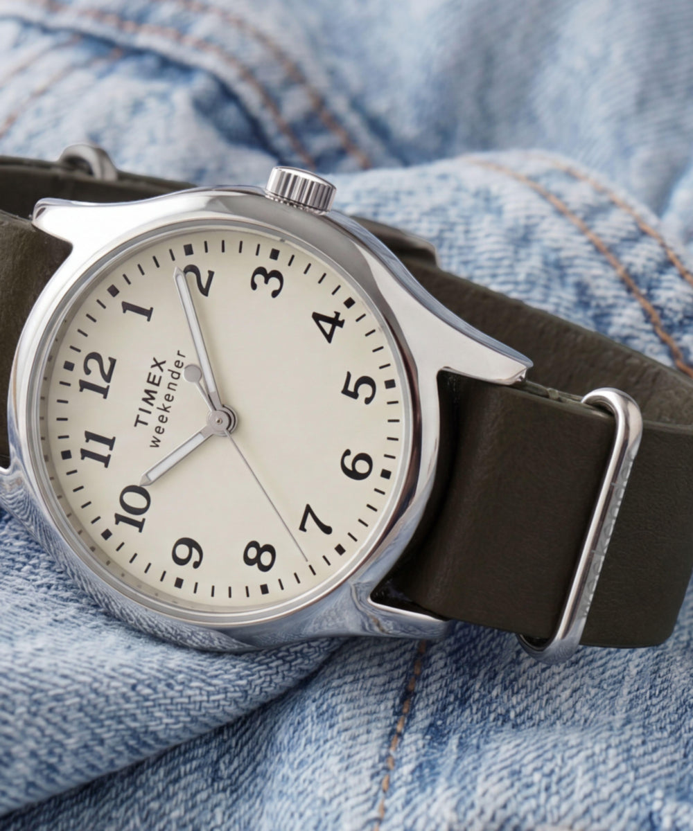 Timex Weekender New England 34mm Leather Strap Watch