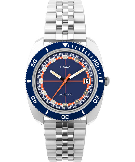 Q Timex 1971 Velocity 36mm Stainless Steel Bracelet Watch